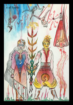 4 of Sparks (Wands), Pholarchos Tarot